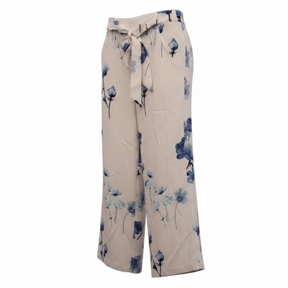 Wilfred Pants - Aritzia Wilfred Cropped Slacks Size Small White & Blue Lightweight Trousers